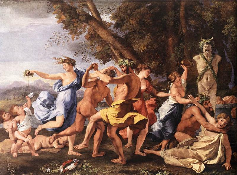 Nicolas Poussin Bacchanal before a Statue of Pan china oil painting image